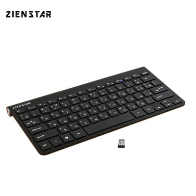 

Zienstar Русское письмо Ultra Thin 2 .4G Беспроводная клавиатура с USB-приемником для MACBOOK, LAPTOP, TV BOX Компьютерный ПК и см