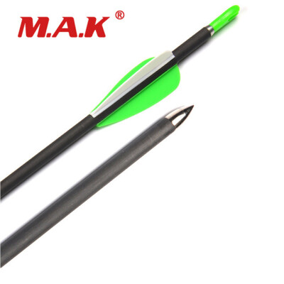 

6 pcs 80cm Spine 700 Carbon Arrows with 2 Green&1 White Plastic Feather for Recurve Compound Bow Archery Shooting