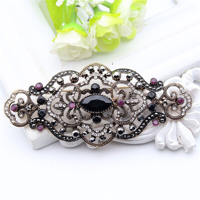 

Plus Size Women Brooch Ellipse Hollow Out Flower Cap Badge Hairpin Belt Pin Antique Gold Color Rhinestone Turkish Resin Jewelry