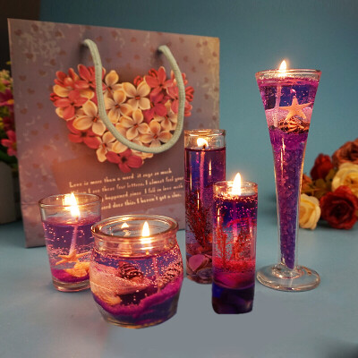 

Gong Xun Valentines Day Jelly Candle Gift European Creative Smokeless Aroma Romantic Christmas Marriage Birthday White Candlelight Dinner Gift Arrangement Gift Decoration Purple Ocean Suit