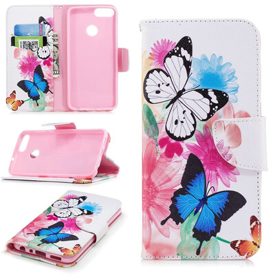 

BEFOSPEY Painting PU LeatherSoft TPU Card Slot Stand Wallet Case For Huawei P smart565"2018