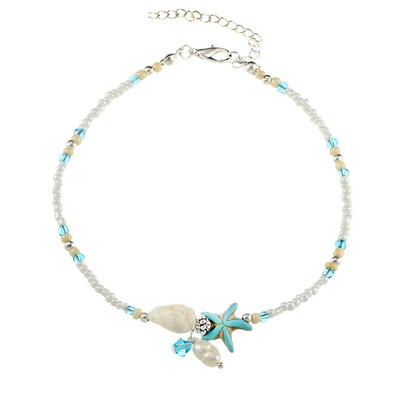 

Fashion Bohemian Imitation pearls Starfish Charms Bracelets Anklets For Women Summer Foot Chain Shell Jewelry Gift