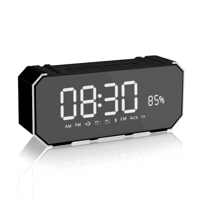 

Alarm Clock Speaker Fashion Portable Metal Handsfree Bluetooth Speaker Stereo 3D Surround Speaker Support FM Radio TF Card