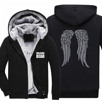 

2018 New USA size raven wings Game of Thrones Direwolf Ghost House of Stark Winter is Coming Jacket Sweatshirts Thicken Hoodie Zip