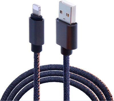 

Кабель данных денима Apple 1 м денима плетеный USB мобильный телефон зарядный кабель 2A быстрая зарядка