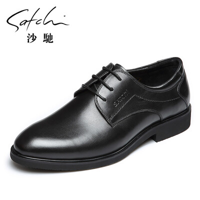 

Saichi SATCHI Sha Chi mens shoes business shoes mens dresses toe leather layered derby shoes 40721007Z black 42