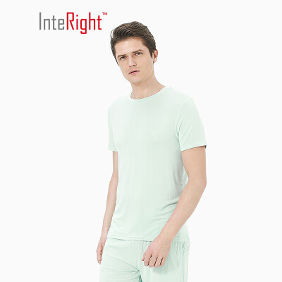 

INTERIGHT bottoming shirt mens mint antibacterial round neck short sleeve bottoming shirt lavender L