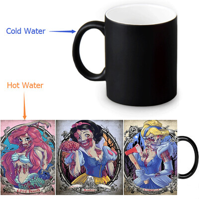 

Zombie Princess 350ml12oz Heat Reveal Mug Color Change Coffee Cup Sensitive Morphing Mugs Magic Mug Milk Tea Cups