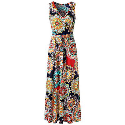 

Try Everything Women Summer Dress 2018 Cotton Bandage Women Long Dress Floral Print Elegant Casual Dress V Neck Womens Dress