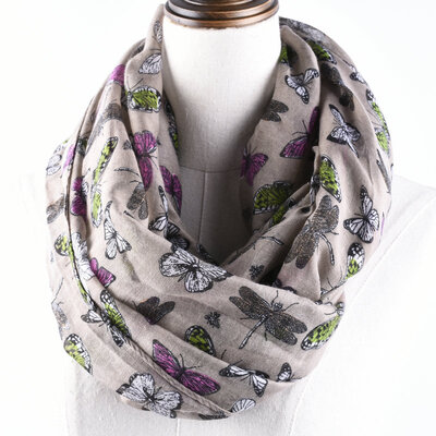 

Guttavalli Nice Women Soft Butterfly Ring Shawl Summer Chevron Printing Animals Loop Scarf Viscose Stripes Geometric Infinity Skin
