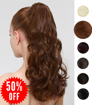 

Rhyme Linen 16 85g Curly Ponytail Wig Wrap Around Synthetic Hair Clip in Hair Extensions Long Natural Curly Wavy Hair piece Pony