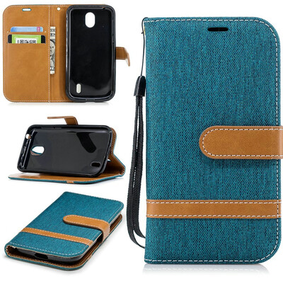 

BEFOSPEY Mixed Colors Denim PU LeatherSoft TPU Card Slot Stand Wallet Case For Nokia 145"2018