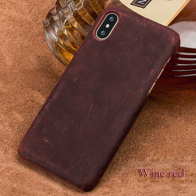 

Genuine Leather Phone Case For iPhone X Case Crazy Horse Leather Back Cover For 6 6S 7 8 Plus Case