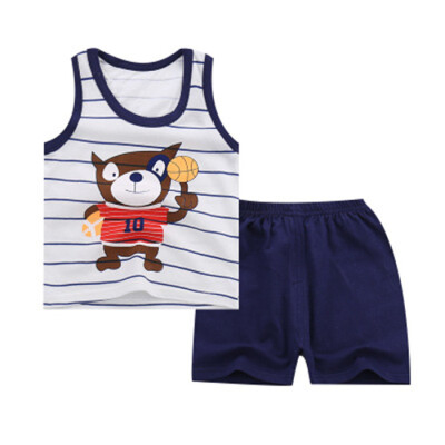 

Summer Baby Clothing Set Cartoon Boys Girls Children Clothes Set Sport Infant Kid Suits Tracksuits Cotton Vest Pants