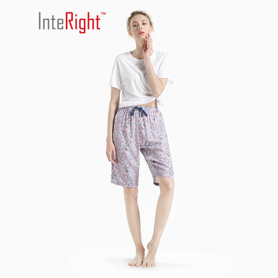 

INTERIGHT home pants female ladies printing breathable light pants blue bottom bird flower