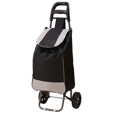 

Donghe DONGHE shopping cart shopping cart portable folding small cart luggage cart trolley cart mute wheel to increase Oxford cloth bag black