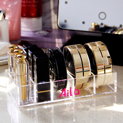 

AILA 2018 New Design Acrylic Mini Makeup Organizer 9 Lattice Lipstick Nail Polish Puff Cake Household Box
