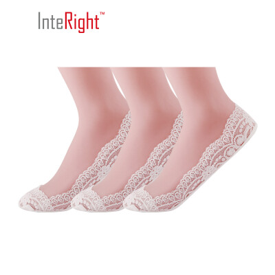 

INTERIGHT invisible socks female cotton bottom light shallow mouth seamless lace invisible socks 3 pairs of lace skin code