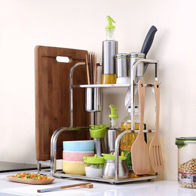 

Kitchen utensils microwave shelf stainless steel floor pots kitchen utensils seasoning storage storage rack gift chopping board U-3003