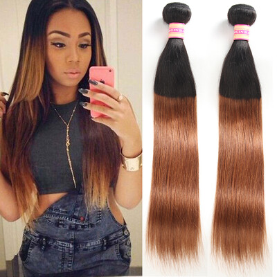 

4pcslot Ombre Brazilian Hair Weave Bundles Two Tone Human Hair Bundles Remy Hair Extensions Weaving 1B30