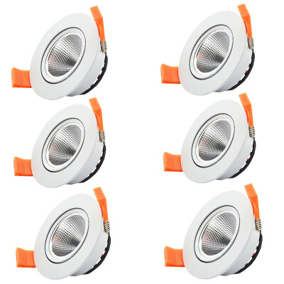 

6pcs / lot 3W теплый белый светодиодный COB чип downlight dimmer Встраиваемый светодиодный потолочный светильник Свет потолка