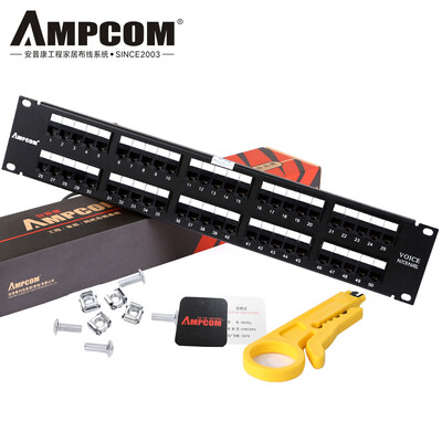 

AMPCOM telephone distribution frame 50 voice 4 core 2 core telephone line 1U modular telecom engineering grade 50U gold plated