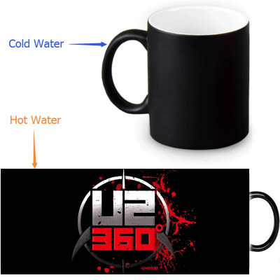 

U2 Rock Band 350ml / 12oz Heat Reveal Mug Color Change Чашка кофе Чувствительные морфинг-кружки Волшебная чашка для чайных чашек