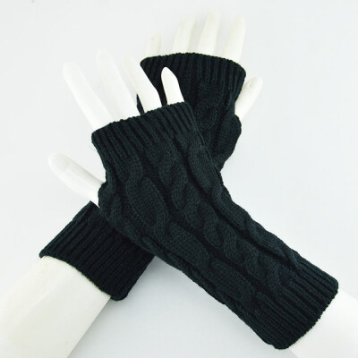 

women gloves Stylish hand warmer winter gloves women Arm Crochet Knitting faux Wool Mitten warm Fingerless Glovesgants femme