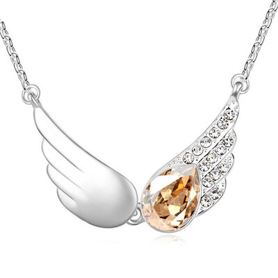 

Высокое качество Vintage Wings ожерелья подвески кристалл из Австрии Женщины Joyas белое золото позолоченный подарок на День Святого Валентина 1