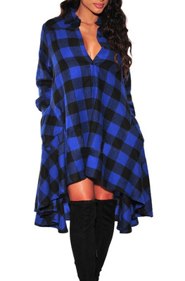 

Bigood Womens Lattice Long Sleeve Cotton Casual Shirt Dress Party Skirt