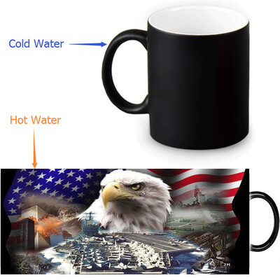 

US Flag And Bald Eagle 350ml12oz Heat Reveal Mug Color Change Coffee Cup Sensitive Morphing Mugs Magic Mug Milk Tea Cups