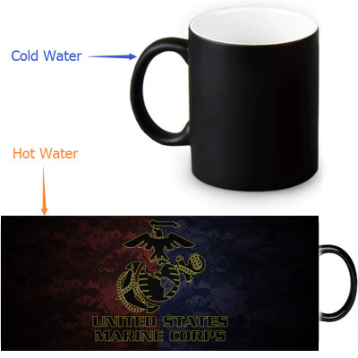 

USMC 350ml/12oz Heat Reveal Mug Color Change Coffee Cup Sensitive Morphing Mugs Magic Mug Milk Tea Cups