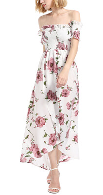 

Twippo Women Off Shoulder Dress Summer Long Split Beach Dress