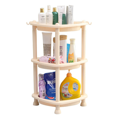 

Ai Laiya rack bathroom rack kitchen bathroom storage shelf plastic floor storage shelf corner frame triangle three layers coffee color J1440A