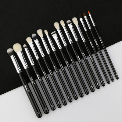 

BEILI Schwarz 15 Stücke lidschatten Concealer eyeliner Augenbrauen Natürliche Goat Pony Kunsthaar Make-Up pinsel Set