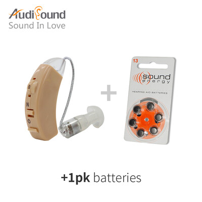 

Audisound High Quality Brand New Hearing Aids Behind The Ear Hearing Amplifier For Elder with 6PCS1 CARD A13 Battery