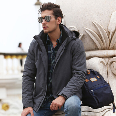 

Pelliot&PELLIOT outdoor jackets men&women three in one waterproof breathable autumn&winter couple two-piece set 11740115 male dark gray