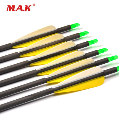 

6 pcs 30 Inches 62mm Spine 350 Carbon Arrow with Plastics Fletching Aluminum Seat for Shooting Hunting Target Archery