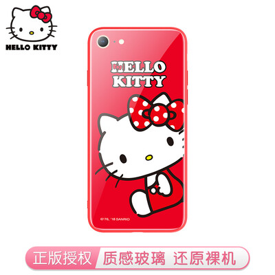 

Hello Kitty Apple 8/7 Mobile Shell iPhone8 / 7 Стеклянная обложка Обложка Scratch All Soft Side Cover Сидящая Katie