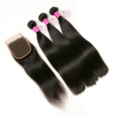 

CLAROLAIR Hair Brazilian Virgin Hair With Closure 3 Bundles With Closure Brazilian Straight Hair With Closure Virgin Unprocessed H