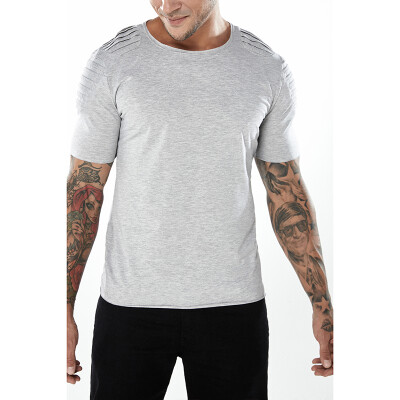 

2018 New Summer Mens Casual Shirt Pleated Short Sleeve Sports T-shirt