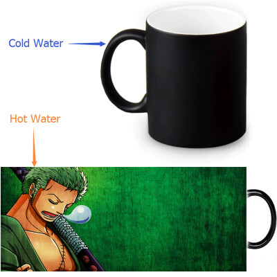 

One Piece Zoro 350ml / 12oz Heat Reveal Mug Color Change Чашка кофе Чувствительные морфинговые кружки Волшебная чашка для чайных чашек