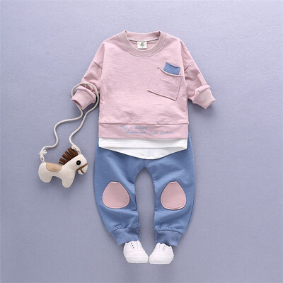 

2018 Autumn Boy Baby Fall Set Full Cotton Long Sleeved Shirt Can Open Skull Pants Boys Leisure Sports Wear