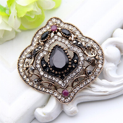 

Vintage Turkish Women Tulips Flower Brooch Rhinestone Jewelry Multicolor Resin Hollow Brooches Broches Ladies Party Hijab Pins