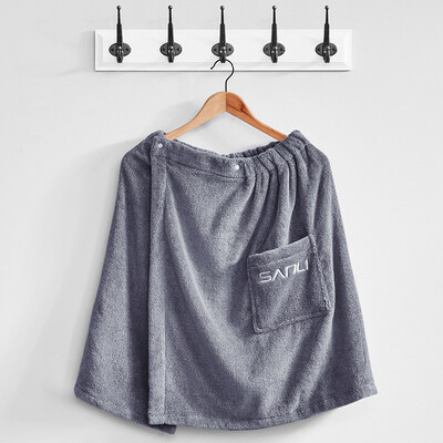 

Sanli long-staple cotton men&39s bath skirt A class cotton soft absorbent beach towel wearable bath towel button type elastic adjustment 470 g brown