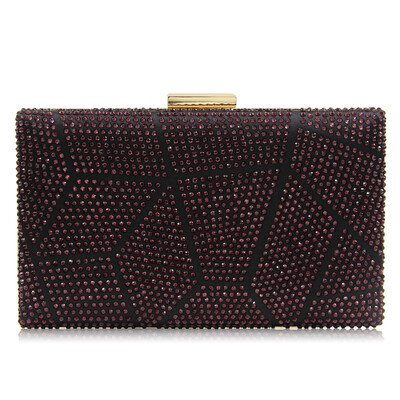 

Milisente New Design Women Evening Bags Two Side Crystal Party Bag Hot-fix Clutch Charmeuse Wedding Purse