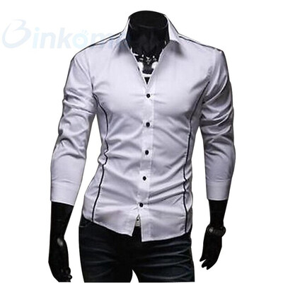 

YAZILIND Новая мода 3 цвета Мужчины с длинным рукавом Повседневные Slim Fit Стильный рубашки платья рубашки вскользь