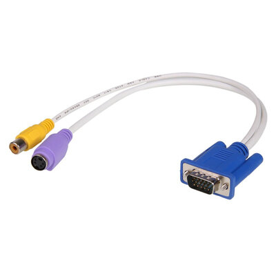 

Huayuan 15 Pin Sub-D VGA SVGA to RCA -Video  Video Cable Adapter Converter for TV