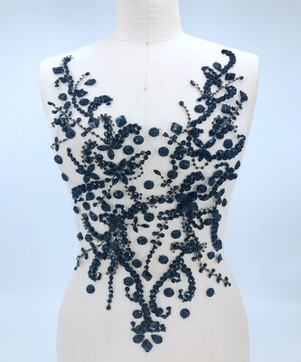 

Pure hand made sew on black Rhinestones applique on mesh crystals patches trim 5030cm dress accessory