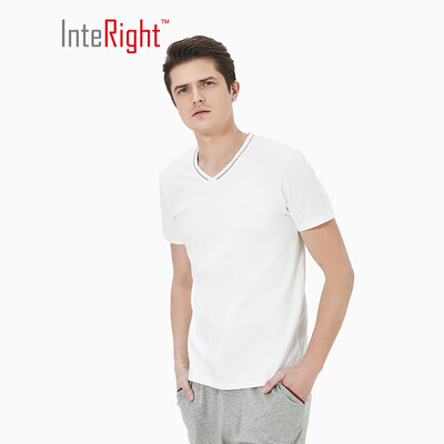 

INTERIGHT bottoming shirt mens cotton ammonia V-neck color short-sleeved bottoming shirt white XXL